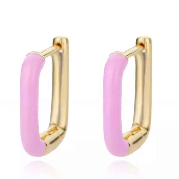 Baby Pink/Gold Hoop Cuff Earrings - Picture 1 of 1